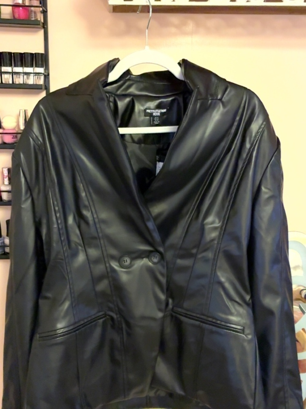 PrettyLittleThing Black Faux Leather Jacket. Never worn!